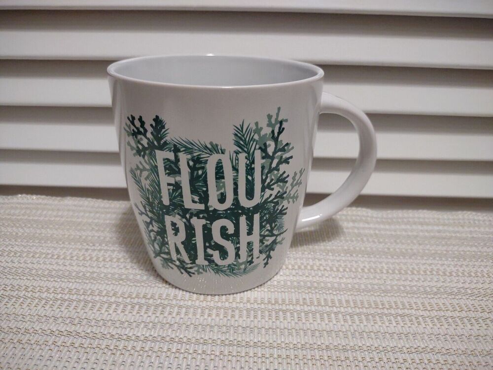 Starbucks Flourish Coffee Mug Cup 12 fl Oz Evergreen Pine Boughs Needles